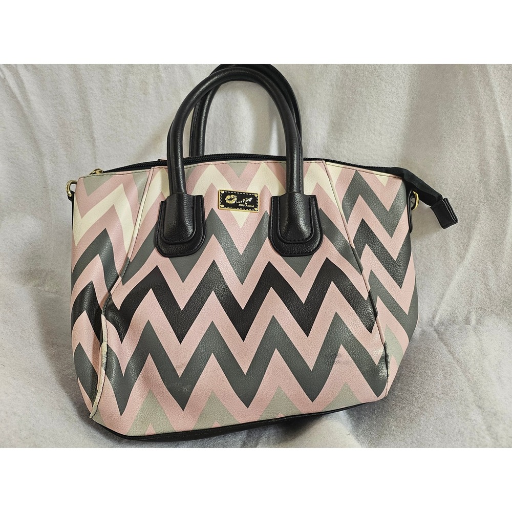 Luv Betsey by Betsey Johnson Pink Chevron Satchel Handbag Gold Hardware